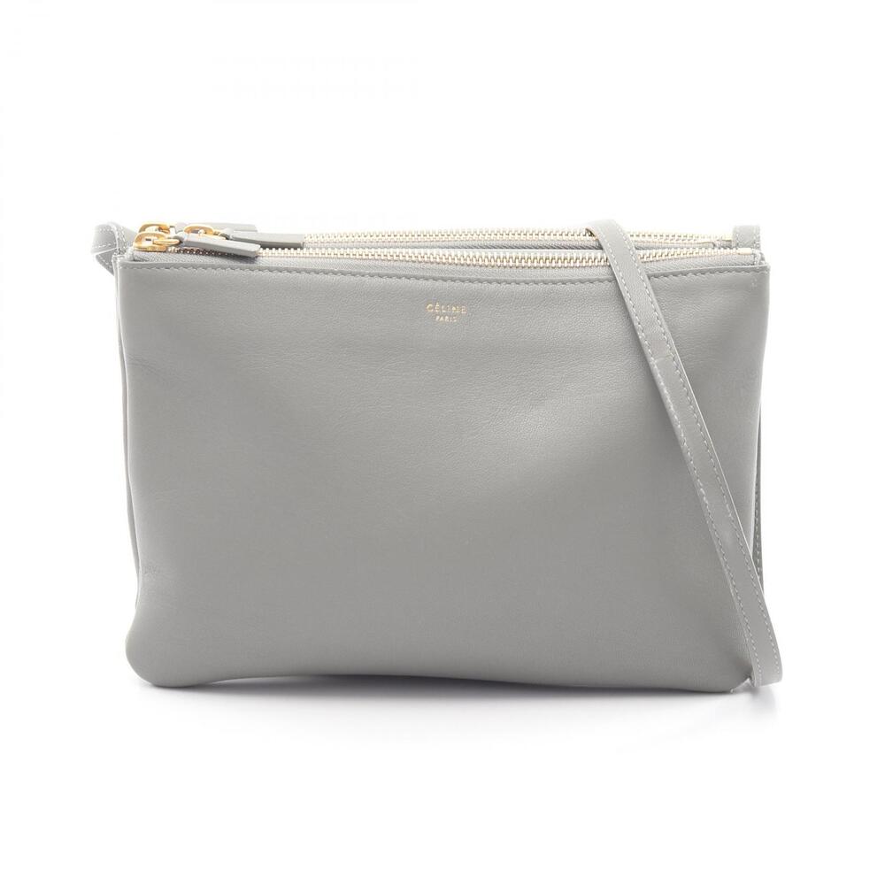 Celine Trio Crossbody Shoulder Bag Leather Gray